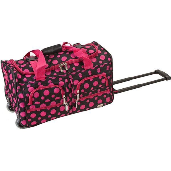 Rockland Rockland PRD322BLKPNKDOT 22 in. Rolling Duffle Bag Rockland PRD322BLKPNKDOT